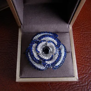 Hot predaj Luxusný AAA cubic zirconia ruže kvet v tvare big party krúžky.Svadobné&Party Šperky pre Ženy,R0918