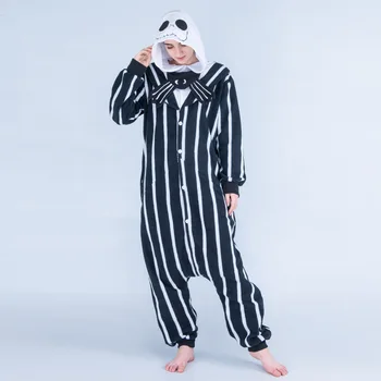 Nočná Mora Pred Vianocami Jack Skellington Cosplay Kostým Kostra Pyžamo Tekvica Kráľ Vianočné Dospelých Sleepwear Jumpsuit