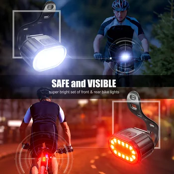LED Bicykel Predné Svetlo čelová Lampa 4 Režimy 350mAh USB MTB Cestných Bicyklov Svetlometov + 6 Režimov 230mAh Nabíjateľná zadné svetlo na Bicykli