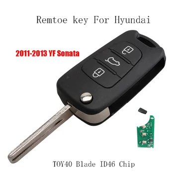 3Buttons Diaľkové Auto kľúč Pre Hyundai YF Sonáta 2011 2012 2013 TOY40 Čepeľ Transpondér Čip ID46 Pôvodného kľúča