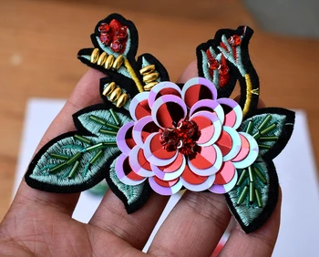 Malé Sequin Škvrny Korálkové Látkové Kvety DIY Odevné Doplnky Sveter Zariadené 3D Kvet Patch pre Oblečenie, Tašky Ponožka