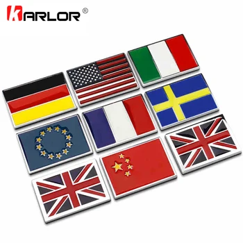 USA, UK Gremany Francúzsko Taliansko Švédsko Národnej vlajky znak DIY kovové auto nálepky telo kryt auto Chvost box označovanie auto styling