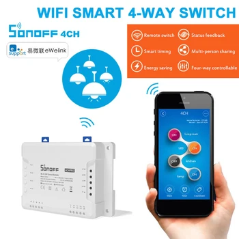 Sonoff 4CH PRO R3 Smart Wifi RF Prepínač 4 Gang 3 Pracovné Režimy Inching Interlock Smart Home Ewelink Prepínač Pracovať S Alexa Google
