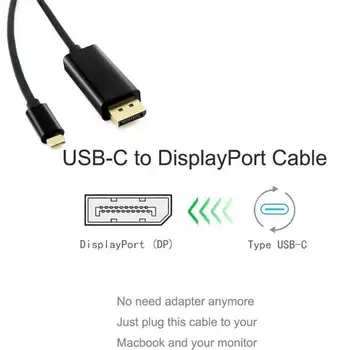 1.8 M USB 3.1 Typu C, Displej Port, Kábel Top USB-C Mužov k DP 4K HDTV Adaptér