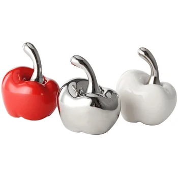 2 ks Apple Miniatúr, Umenie, Remeslá Červená/Biela/Strieborný Keramické Ovocných Rastlín Figúrky Záhrada Domáce Dekorácie Príslušenstvo