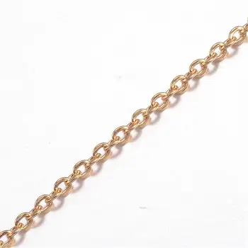 304 Nerezovej Ocele Rolo Reťaze poznatky pre Šperky, Takže DIY, Zlaté, 2.5x2x0.5mm; o 20m/roll