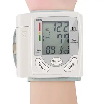 Zariadenie Srdce Biť Hodnotiť Pulz Meter Opatrenie Tonometer Prenosný, Automatický Digitálny LCD Displej Zápästie Krvný Tlak Monitor Biela