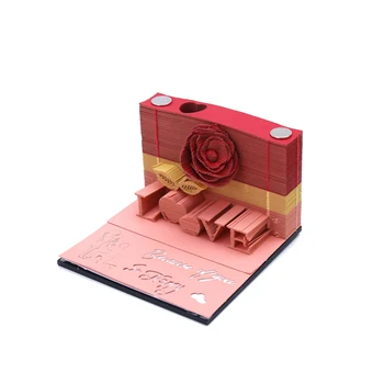 DIY Scrapbooking Omoshiroi Blok Valentína Darček Ruže Poznámok Kreatívny Darček k Narodeninám Rose Poznámky 3D Bloku Poznámka