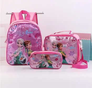 DisneyHot Módne Deti, Dievčatá Cartoon Elsa Princezná Schoolbags Roztomilé Deti, Batohy Nepremokavé Detí, Školské tašky Kus 3