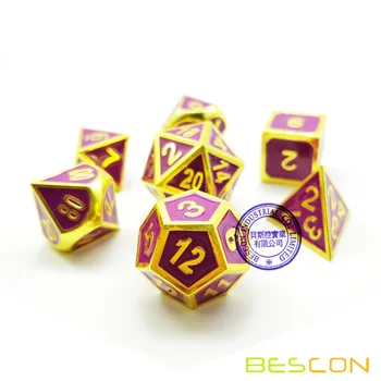 Bescon Deluxe Zlaté a modré Smalt Pevné Kovové Polyhedral Úlohu Hrá RPG Hra Kocky Súbor 7 pre Dungeons & Dragons