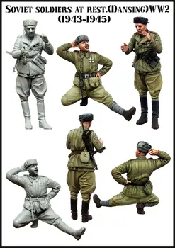 1/35, Sovietskych vojakov v pokoji (1943-1945), Živice Model Vojak GK, druhej Svetovej Vojne, vojenské témy, Nezmontované a nevyfarbené auta