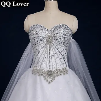 QQ Milenca 2020 Nový uzáver Crystal Luxusné Plus Veľkosť Svadobné Šaty Svadobné šaty 2020 vestido de noiva Župan Mariage De