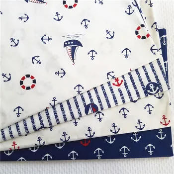 Bavlna Popelín Textílie Škole štýl Kotvy tlač Keper potlačené tkaniny DIY posteľná bielizeň Oblečenie Tričko Šitie, Ručné patchwork