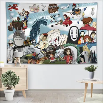 Totoro Anime Gobelín Stene Visí Výzdoba Domov, Narodeniny, Party Dekorácie Textílie Tapisérie Camping Stan Cestovné Spacie Podložky