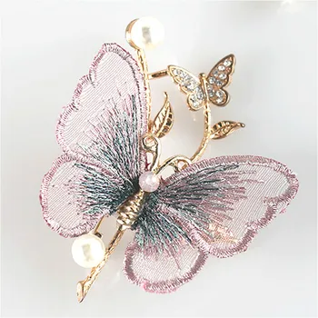 Hnadmade Romantický Výšivky Elegantné Motýľ Brošne Čerstvé Sveter Kabát Cardigan Brošňa Pin pre Ženy, Odevné Doplnky