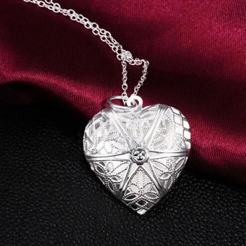 Móda v tvare Srdca lásku náhrdelník sa dá otvoriť a dať malú fotografiu Duté peach v tvare srdca box náhrdelník