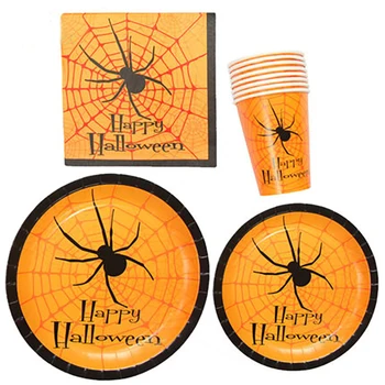 Halloween Party Dekorácie Tekvica Ghost Spider Jednorázový Riad Papier Štítok/Cup/Plienky/Obrus Halloween Dodávky