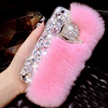 Luxusné, Ozdobný Diamond crystal kamene fox kožušiny telefón puzdro Pre Samsung galaxy j2 j4 j6 j7 J8 a6 a7 a8 2018 A10 A20 A3 prime plus pro