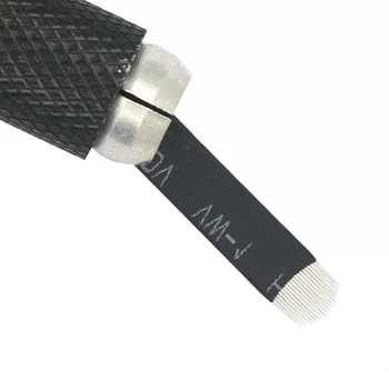 100KS/veľa 0,18 mm Black Tatu Tetovanie Microblading Microneedling Ihly Čepeľ Kazety Pre Obočia, Pier Permanentného make-upu Ihly
