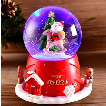 Santa Claus Crystal Ball Music Box Ružové Dievča, Hviezdy, Mesiac Dúha Unicorn Žiariace snehové Vločky Music Box Domáce Dekorácie LED Svetla