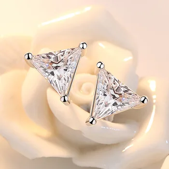 925 sterling silver módne lesklé trojuholník crystal dámske'stud náušnice ženy šperky žena darček k narodeninám lacné