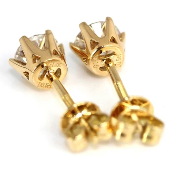 DovEggs 14K 585 Žlté Zlato 1.0 ctw 5mm, F Farba Lab Vytvorili Moissanite Diamond Stud Náušnice Pre Ženy Brilantné Zlaté Náušnice