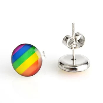 ! Hot Hot Predávať 18 Párov 10 mm Rainbow Nehrdzavejúcej Ocele Gay Queer Lesbické Stud Náušnice boucle d'oreille pusety oorbellen