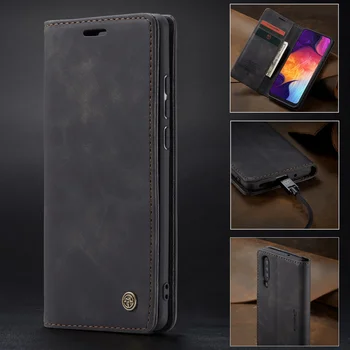Obchodné Magnetické Retro Matné Telefón puzdro na Huawei P30Pro Honor10Lite pre Xiao Redmi Note9S K20Pro,Flip Kožený Kryt Prípadoch
