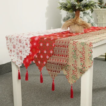 ADOREHOUSE Vianočný Stôl Runner 35*180 cm Bielizeň Tlač obrus Strán Nový Rok Stôl Runner Vianočné Dekorácie Pre Domov
