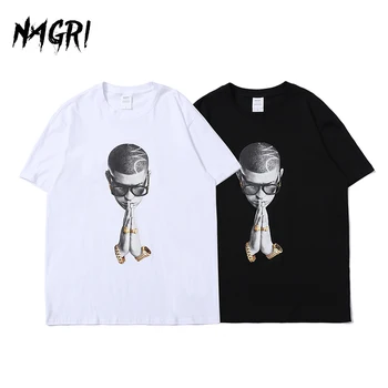 NAGRI Harajuku Módne Hip Hop T Shirt Mužov Punkovej Modlitby Estetické Pohode Graphic Tee Príležitostné Tlače Streetwear Letné Tričká Topy Muž