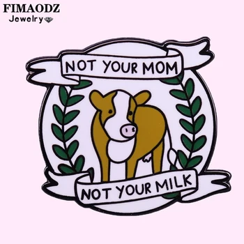 FIMAODZ Krava Zvierat Brošne Kolíky Vegetariánska, Vegánska Zábavné Odznaky pre Rodiny Módne Pevného Smalt Pin