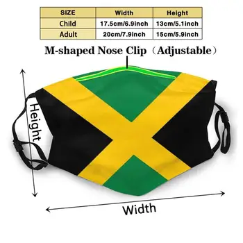 Jamajská Vlajka Vlastný Dizajn Pre Dospelých, Deti Proti Prachu, Filter Diy Tlač Umývateľný Masku Na Tvár Jamajka Jamajská Vlajka Kingston Jamaica
