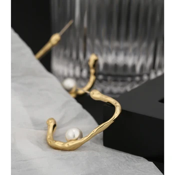 YMYW 2019 Módy Klasické Náušnice Medi Geometrické Nepravidelný Pobočiek Imitácie Perál Jednoduché Temperament Náušnice Lady Šperky