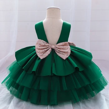 2021 Zimné Batoľa 1. Baby Girl Dress Kvetinové Šaty Krst Dievča Oblečenie Prvej Narodeninovej Party Princess Tutu Šaty 1 2 Rok