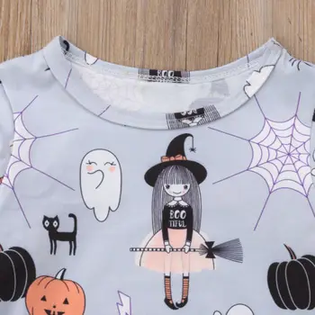 Citgeett Krásne Halloween Batoľa Detský Baby Dievčatá Cartoon Dlhý Rukáv Bat Ghost Šaty, Oblečenie na Dovolenku 1-6Y