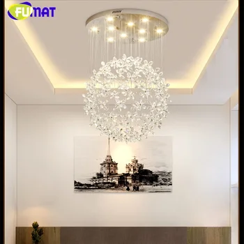FUMAT Crystal Clear K9 Stropné Svetlá Kvet Loptu Schodisko Moderná Vila Luster Osvetlenie Závesné Svietidlo Mall GU10 LED Svetlá