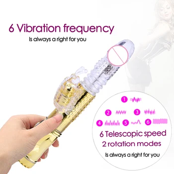 Teleskopická Tlačením Rabbit Vibrátor Ratation G Mieste Klitoris Stimulátor Dual Motorových Nepremokavé Masér Intímne Sexuálne Hračky pre Ženy