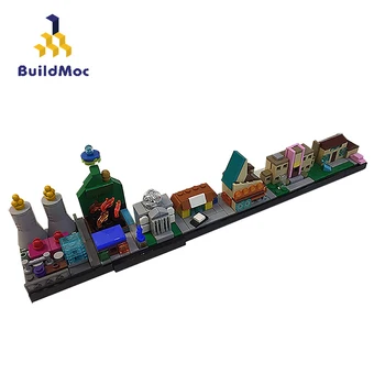 BuildMoc City Budov Späť do Budúcnosti Hrad Simpsonovci Dom MOC Film Skyline Architektúra Stavebné kamene, Tehly Mesto Hračky