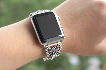 URVOI Retro chain náramok pre apple hodinky 6 SE 5 4 3 2 1 kapely remienok z nerezovej ocele, remienok pre iWatch vintage kovové vyrezávané ženy