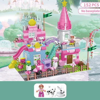 Nové Dievčatá Pink Princess Hrad Stavebné kamene, Tehly Kompatibilný s Duploed Diely, Hračky Pre Deti, Detský Vianočný Darček