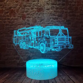 Krásne 3D Ilúziu, písací Stôl Nočného LED 7 Zmena Farby Osvetlenia Vozidla Hasič Sam Požiarne striekačky Model Hračky dieťa