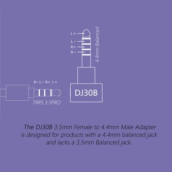 DD ddHiFi DJ30B 3.5 PRO Vyvážené Žena na 4,4 mm Muž TRRS Adaptér Len pre 3.5 PRO Vyvážený, Slúchadlá