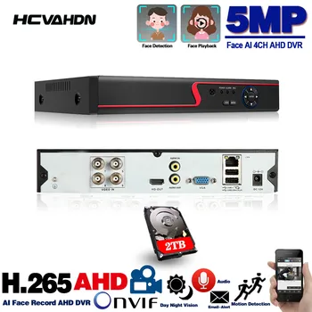5MP 6in1 HD TVI CVI AHD Zabezpečenia protokolu IP DVR 4ch Záznamník H. 265 Digitálny Video Rekordér S inteligentnou Detekciou Pohybu Prehrávania pre CCTV