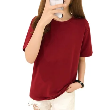 Žena T-shirt Pevné O-krku-Krátke Rukáv Ženy T-Shirt 2019 Módne Ženy Topy