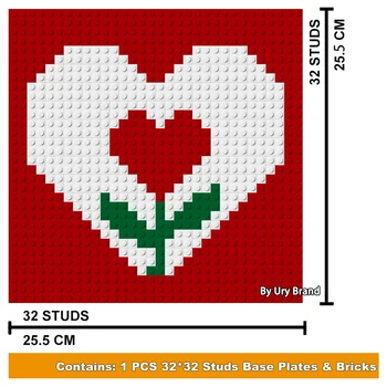 Červené Srdce Láska Pop Pixel Art, Mozaiky DIY Maľovanie Podľa Čísel Nastaviť Tehly Diamond Stavebné Bloky Hračka pre Deti Špeciálny Darček 32x32 Klincami