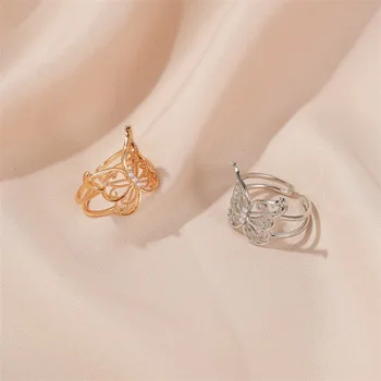 Nastaviteľné roztomilý motýľ krúžky české príslušenstvo pre ženy jednoduché, elegantné zirkón aliancas de namoro sada pre ženy šperky