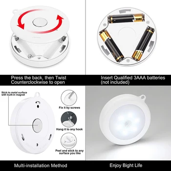 Inovovaný Senzor LED Nočné Svetlo Bezdrôtový Detektor Nástenné Svietidlo Svetlo nalepovacie Magnet LED Skrine v Chodbe Skriňa Svetlá