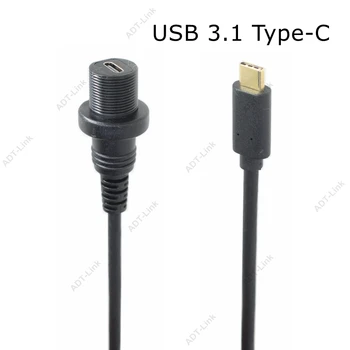 30 cm Mini Micro USB 2.0 typu c IP67 Vodotesný Kábel USB 3.1 c typ Mužov a Žien Panel Mount Vody Dôkaz Predlžovací Kábel usb c