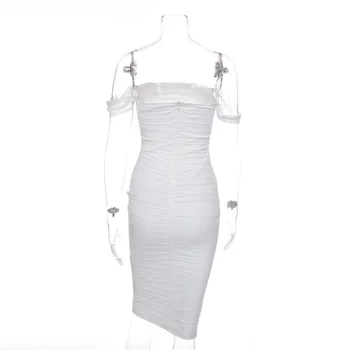 Móda Mimo Rameno Šaty Žien 2020 Nové Dizajnér Oka Patchwork Midi Šaty Celebrity Večierok Vestidos