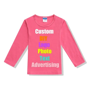 Personalizovaná Tlač Deti T-shirt Pevné Vlastné Logo, Fotografiu Text Dlhý Rukáv Roztomilý Chlapec Dievča Tee Košele Rodič-dieťa Jedinečné tričko
